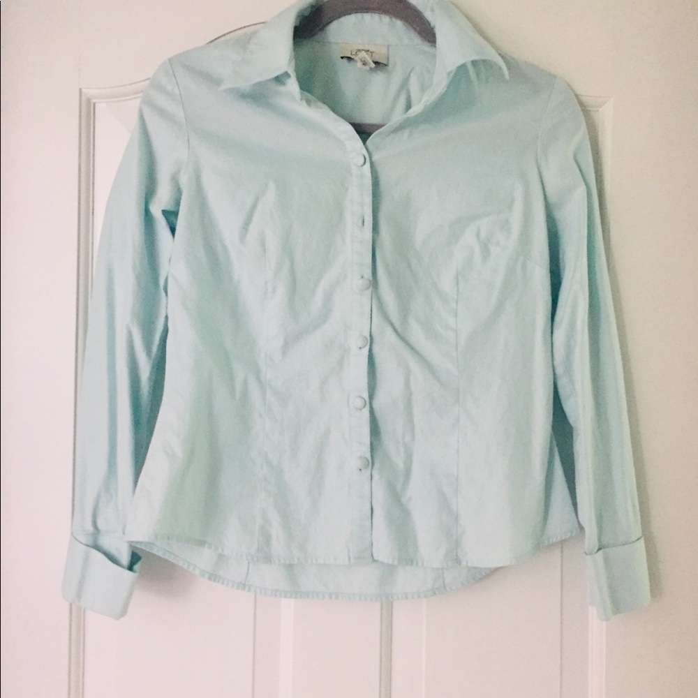 Loft Light Blue Button Down Top - image 2